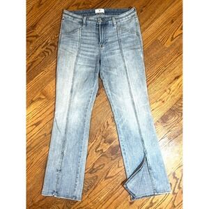 7 For All Mankind High Rise Split Flare Jeans Light Wash Size 31